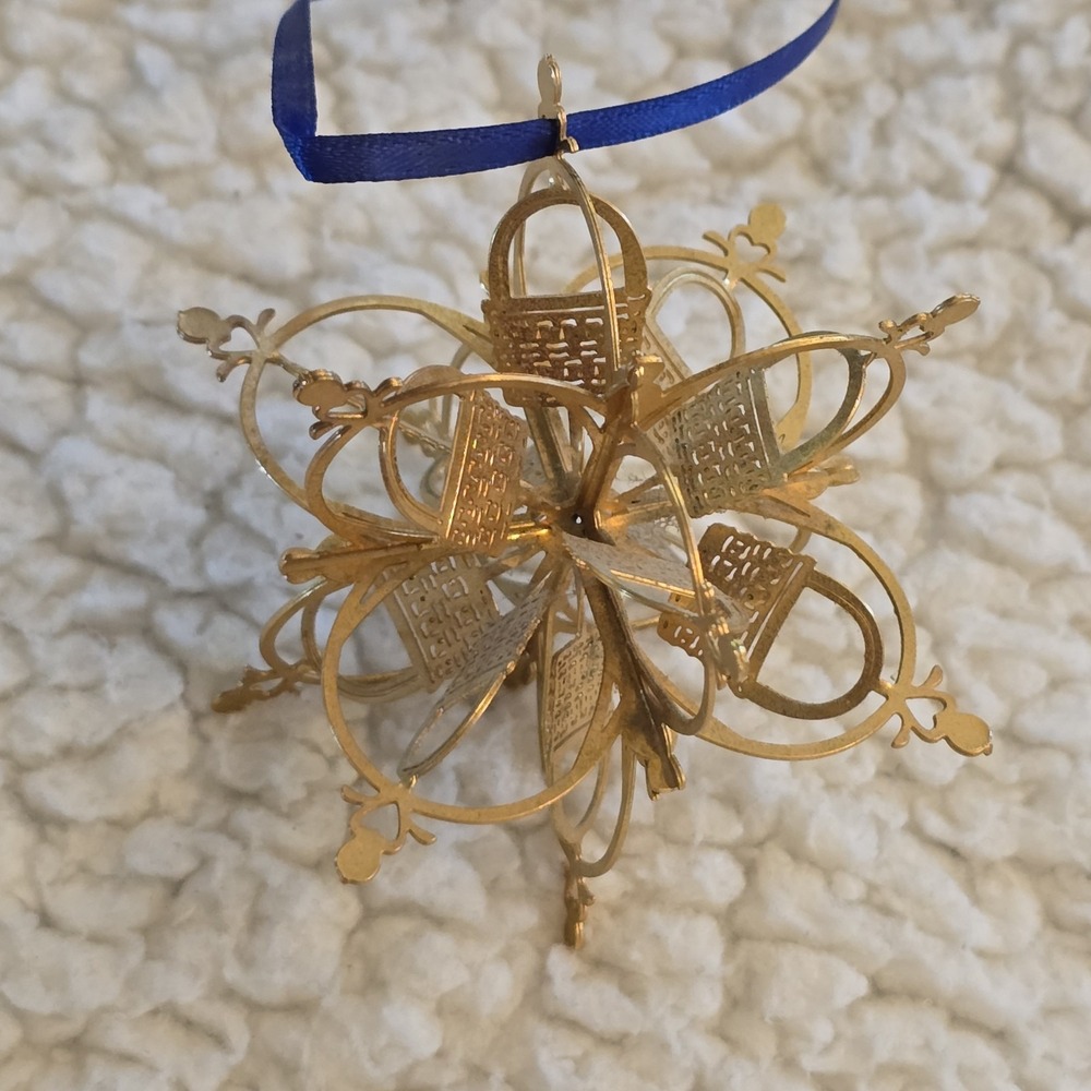 Longaberger Ornament Snowflake Basket 24kt Gold Finish‎ Holiday Christmas - Picture 7 of 9
